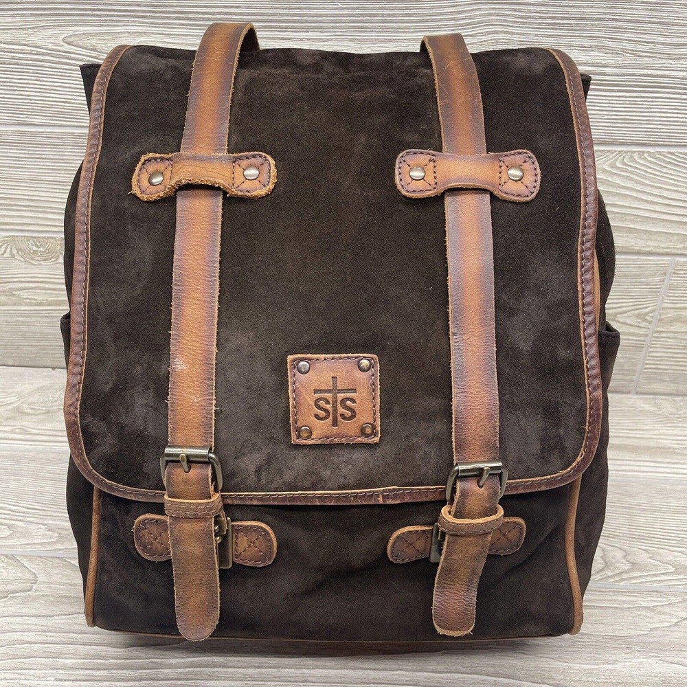 STS Ranchwear Leather Knapsack Backpack Student Rugged Suede Laptop Compartment